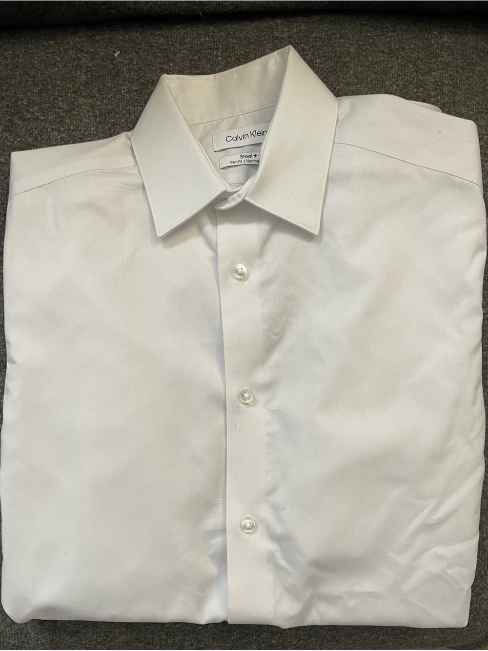 Calvin Klein Steel+ Slim Fit White Men's Dress Shirt - Point Collar